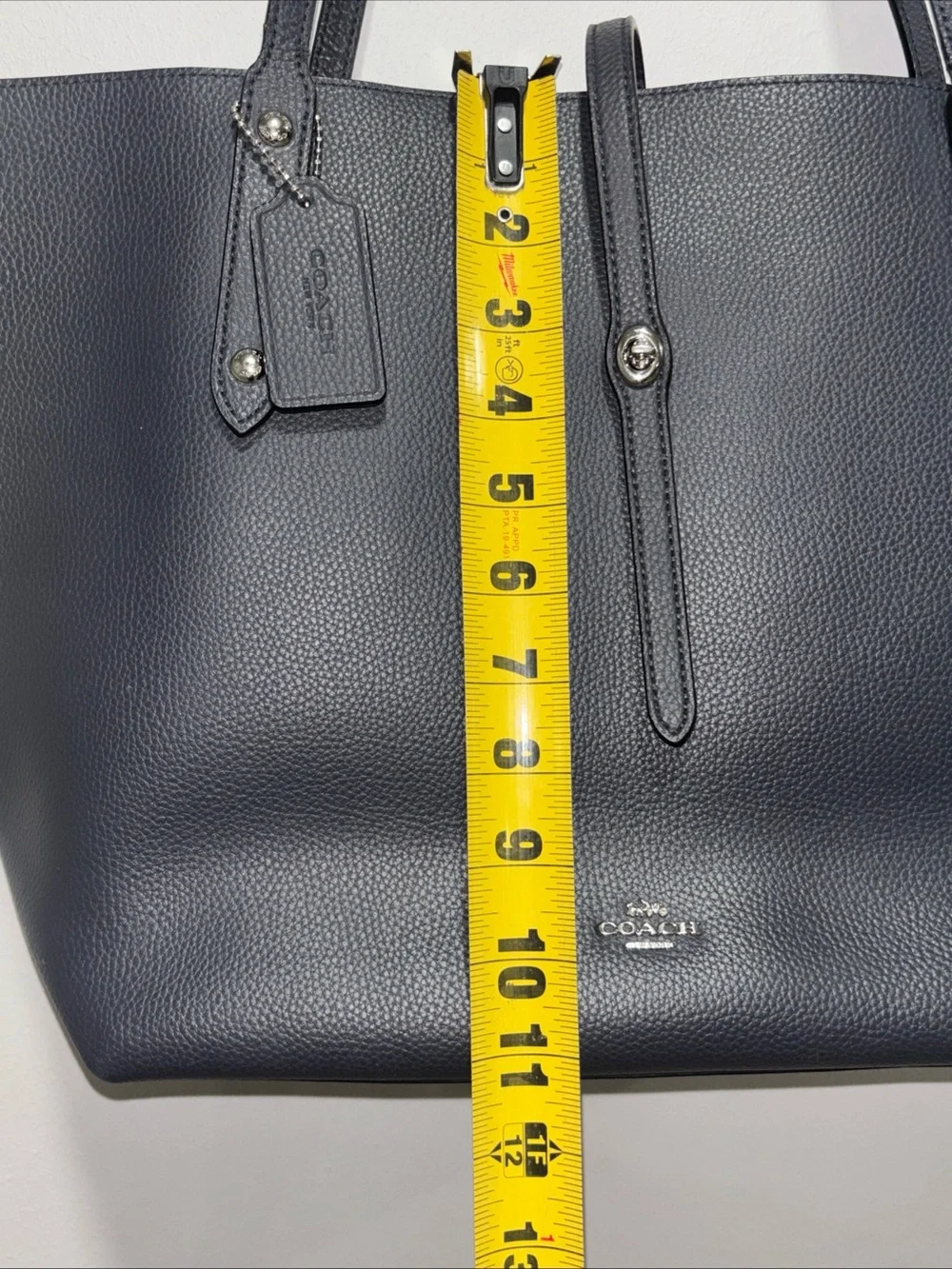 COACH Market Tote 58849 Dark Blue Leather Shoulder Bag Large Capacity